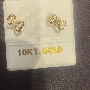 Gold Bone-Shaped Dog Earrings